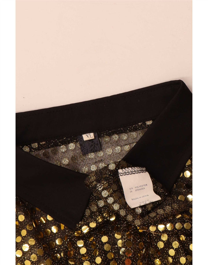 Chemisier chemise femme vintage UK 18 XL Polyester doré