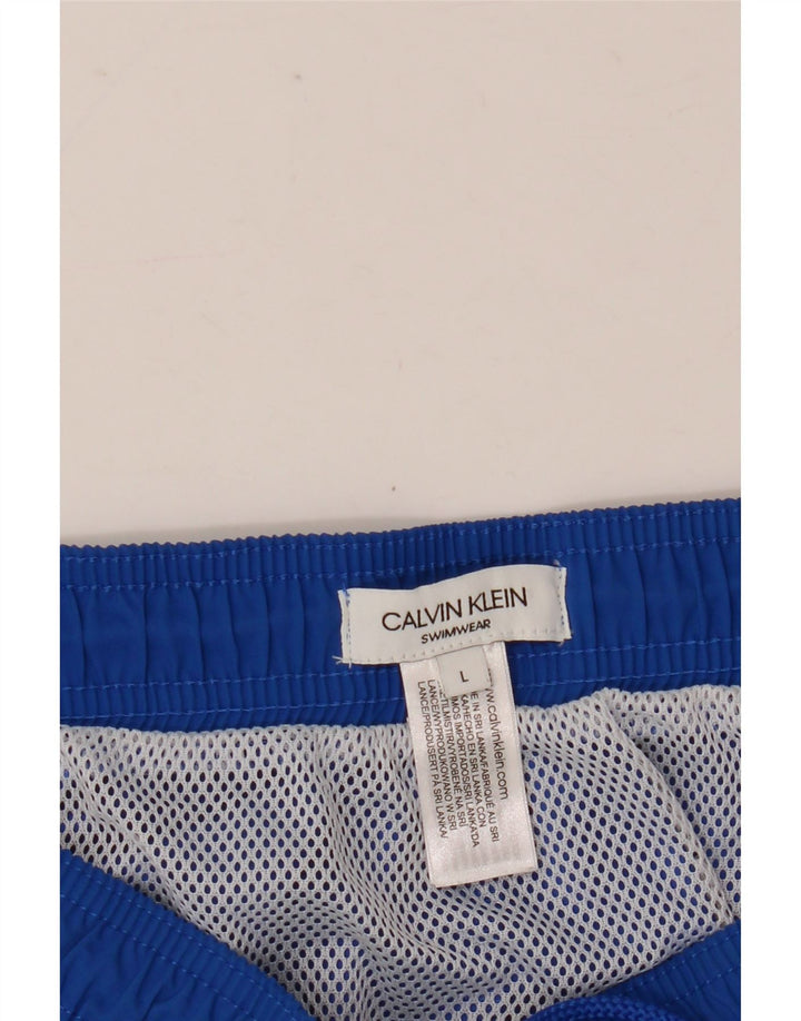 Calvin Klein Short de bain graphique pour hommes en polyester color block grand bleu