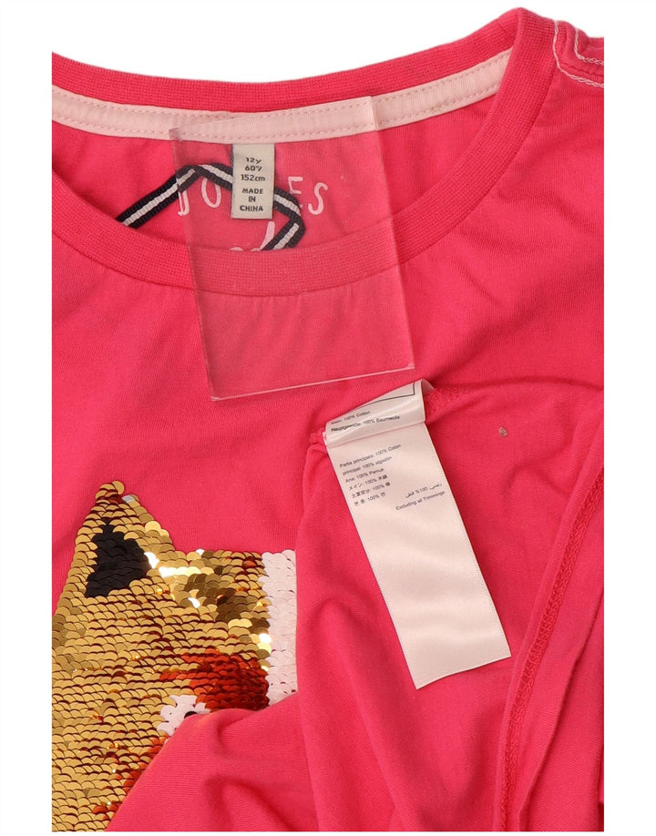 JOULES Haut Graphique Fille Manches Longues 11-12 ans Rose Coton