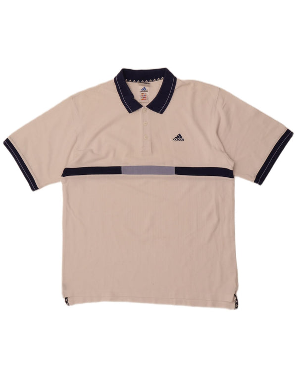 Adidas Polo Homme UK 40/42 Coton Colorblock Blanc Moyen