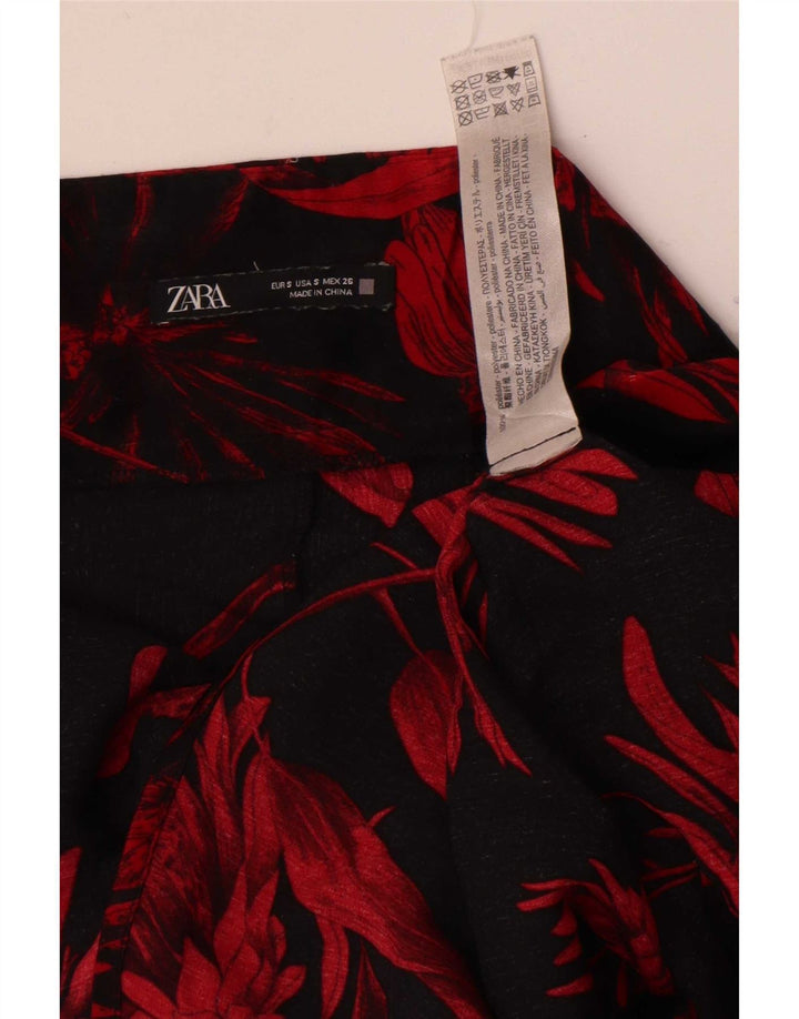 Zara Femme Mini Jupe Petit W26 Noir Floral Polyester
