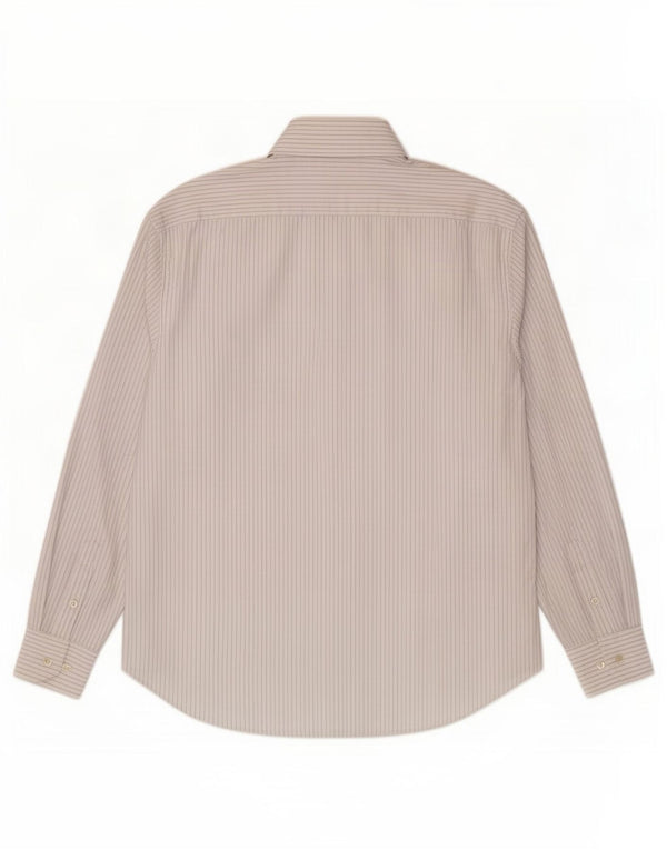 Massimo Dutti Chemise homme Taille 44 17 1/2 XL Blanc à fines rayures