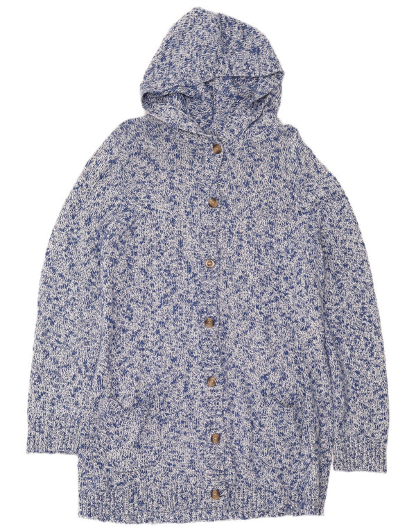 L.L.Bean Cardigan long à capuche pour femme UK 16 Grand bleu moucheté