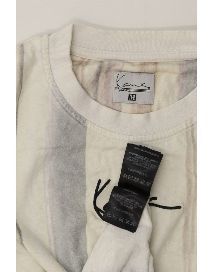 KARL KANI Haut T-Shirt Graphique en Coton Rayé Beige Moyen Homme
