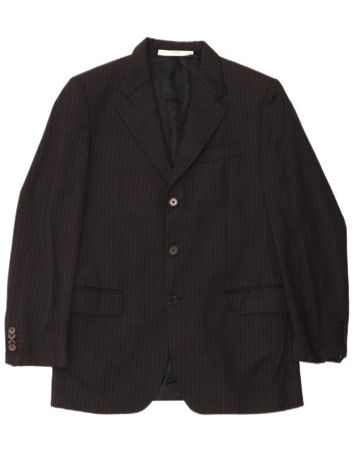 Gianfranco Ferre Veste blazer à 3 boutons pour homme IT 48 Noir moyen à fines rayures