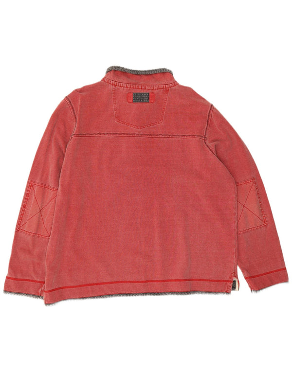 Fat Face Homme Zip Neck Sweatshirt Jumper XL Rouge Coton