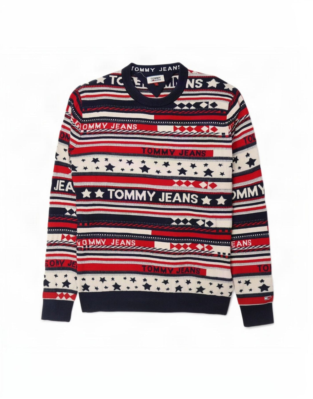 Tommy Hilfiger Pull à col rond pour homme Large rayé multicolore