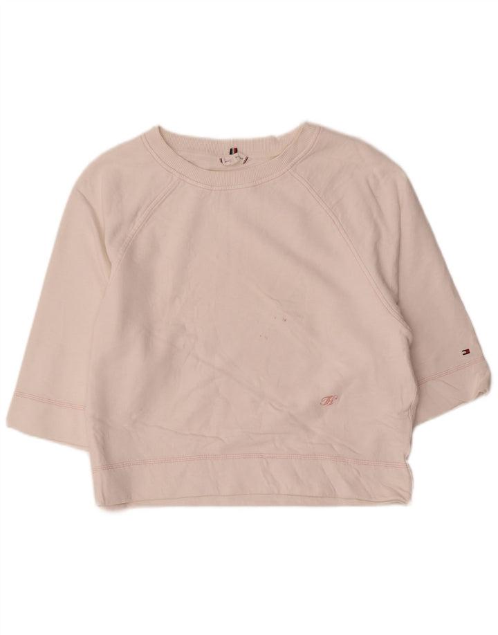 Tommy Hilfiger Sweat-shirt à manches 3/4 pour femme UK 14 Blanc moyen
