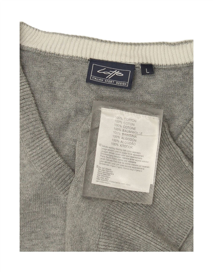 Lotto Pull col V pour homme en coton gris Taille L