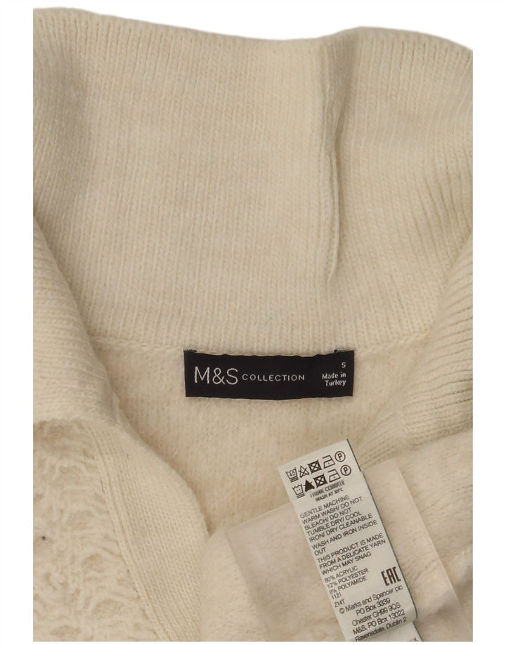 Marks & Spencer Pull surdimensionné à col polo pour femme UK 10 Petit Blanc