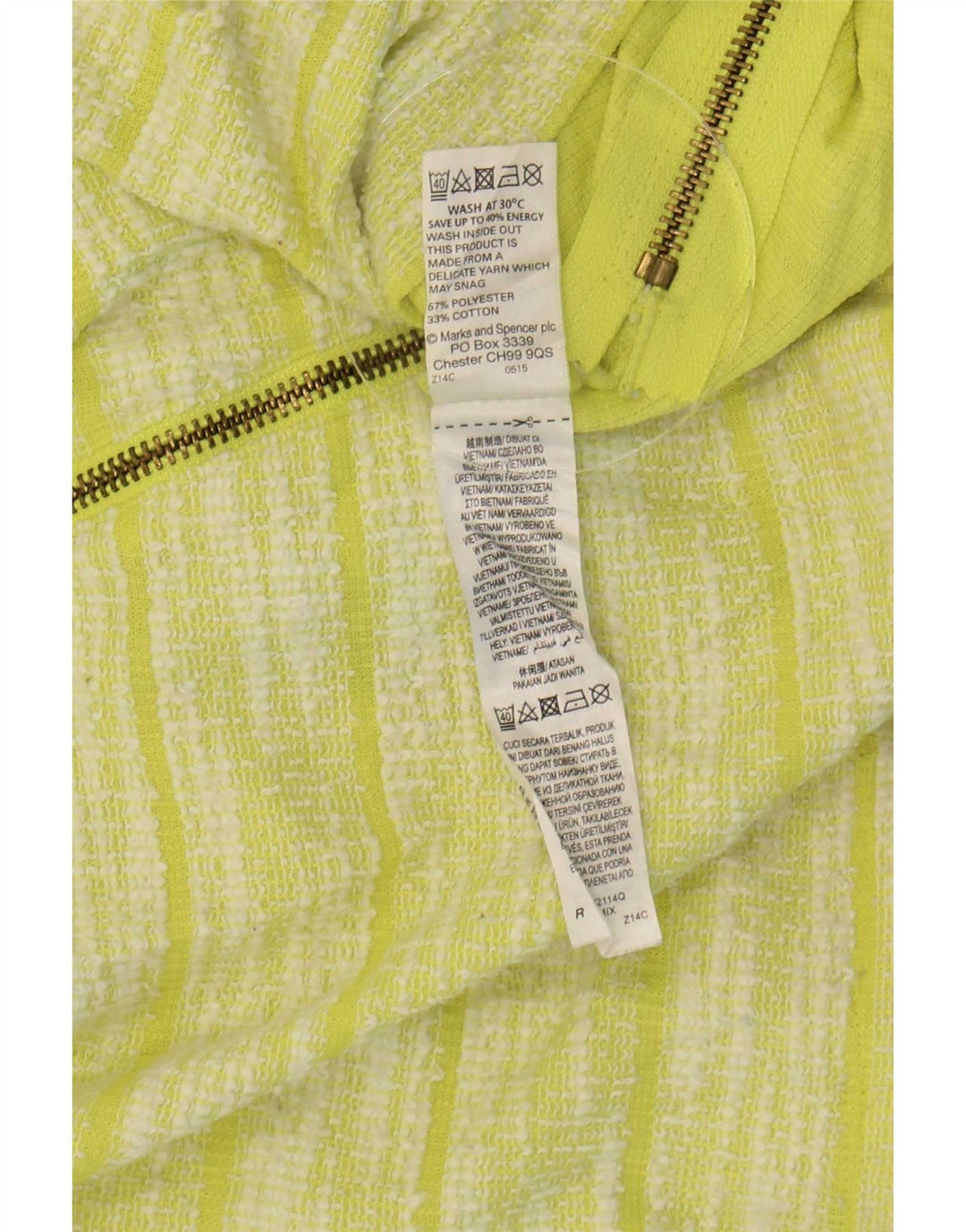 Marks & Spencer Haut à manches 3/4 pour femme UK 14 Large Vert Rayé Polyester