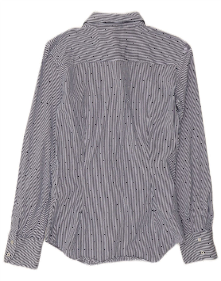 Zara Chemise Femme UK 8 Petit Coton Bleu à Rayures