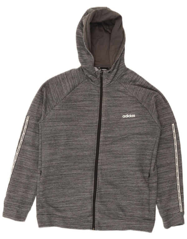 Adidas Pull à capuche zippé pour femme UK 20/22 XL Coton moucheté gris