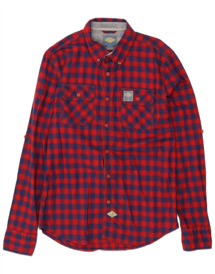 SUPERDRY Chemise Flanelle Homme Grand Carreau Rouge Coton