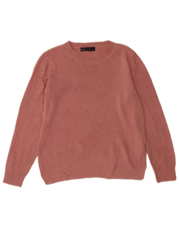 Marks & Spencer Pull à col rond pour femme UK 14 Acrylique rose moyen