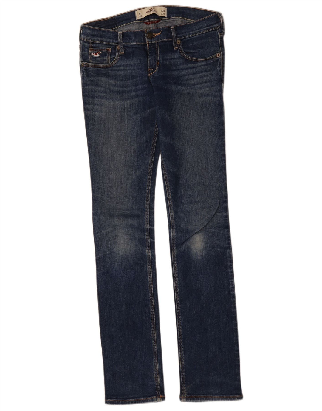 HOLLISTER Jean slim pour femme US 1 XS W25 L31 Bleu Coton
