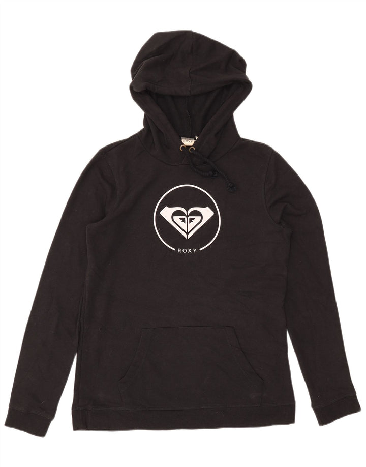 Roxy Pull à capuche graphique pour femme UK 14 Coton noir moyen