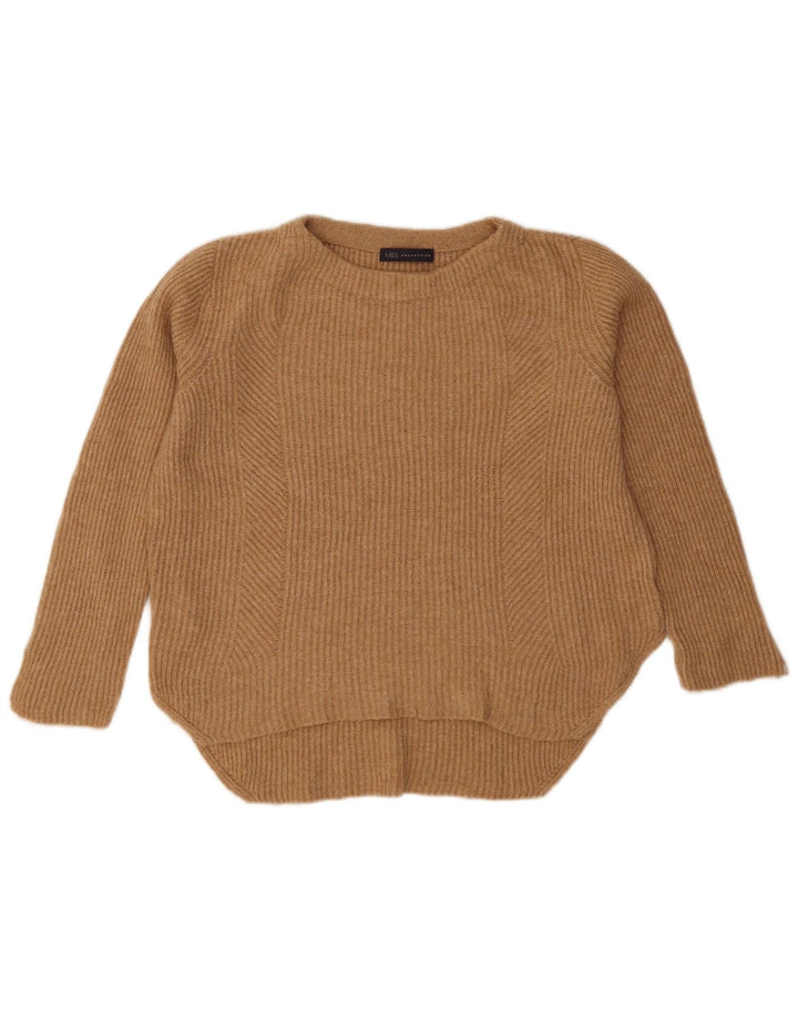 Marks & Spencer Pull col bateau pour femme UK 14 Large Beige Polyamide