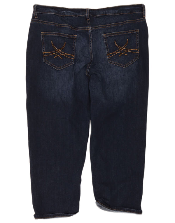 Marks & Spencer Jean Capri pour femme UK 16 Large W38 L20 Bleu marine Coton