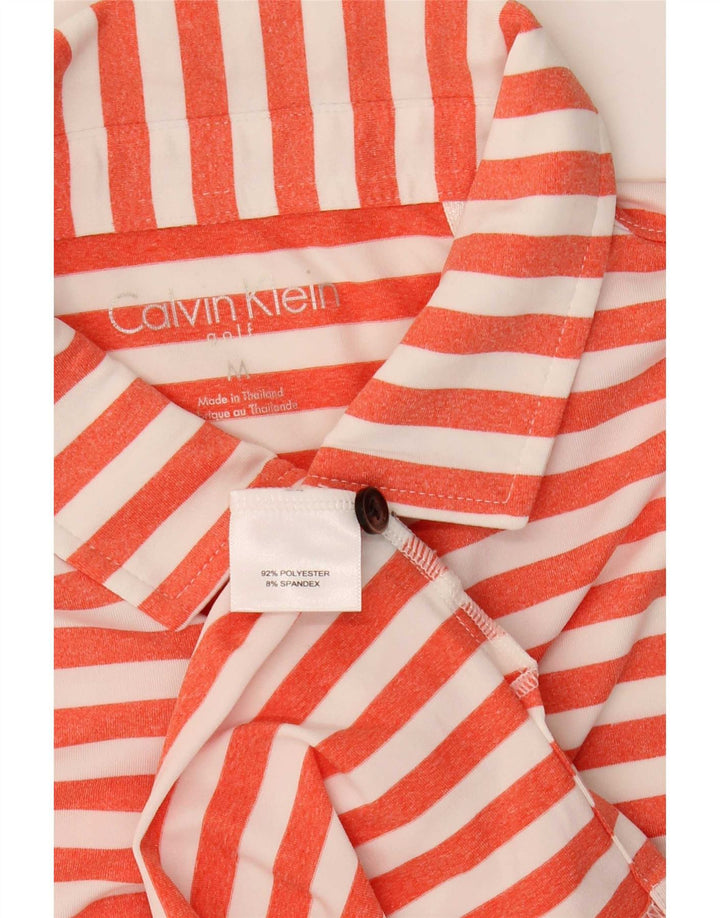 Calvin Klein Polo de golf pour homme en polyester rayé orange moyen