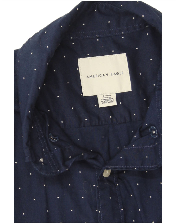 American Eagle Chemise Homme Petit Bleu Marine Tacheté Coton
