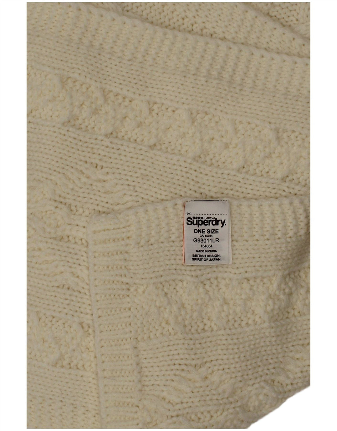 Superdry Femme Écharpe Rectangulaire En Tricot Taille Unique Acrylique Blanc Cassé