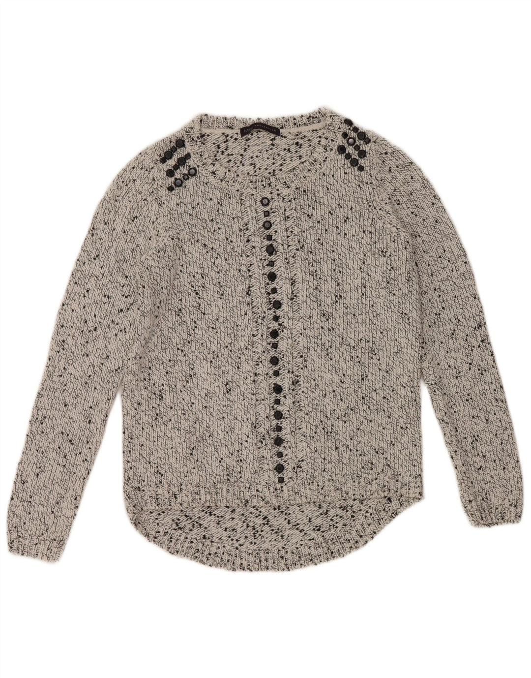 Marks & Spencer Pull col bateau pour femme UK 12 Gris moyen moucheté