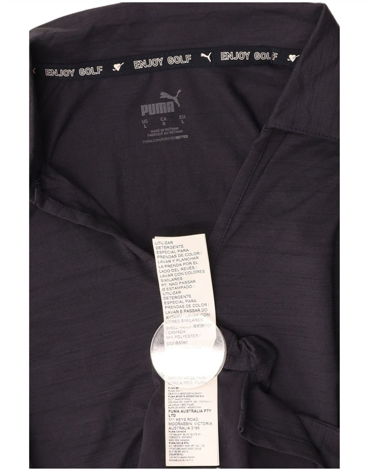 PUMA Polo Femme UK 14 Large Bleu Marine Moucheté Polyester