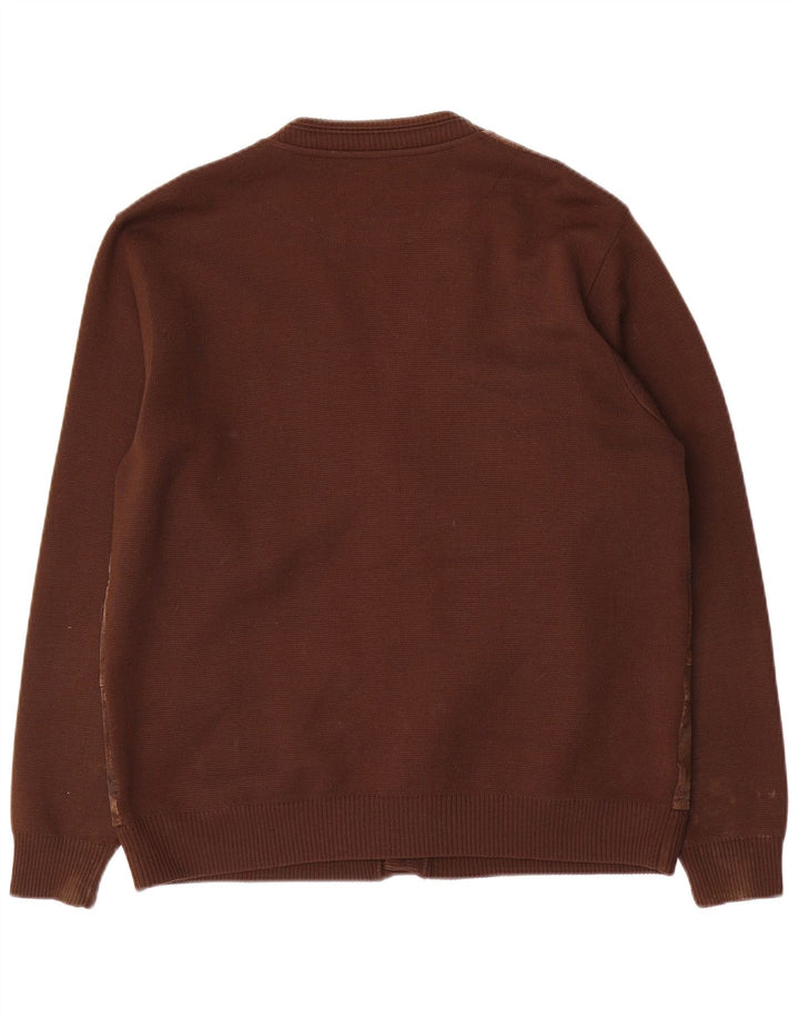 Il Granchio Cardigan en Daim pour Homme en Laine Marron Large