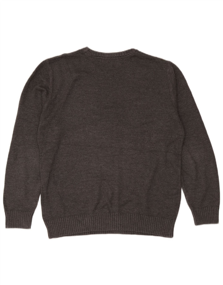 Crew Clothing Pull à col pour homme en coton gris moyen