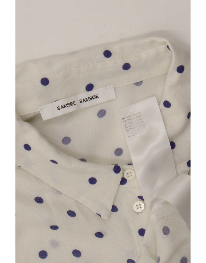 Samsoe & Chemise Femme UK 18 XL Viscose À Pois Blanc