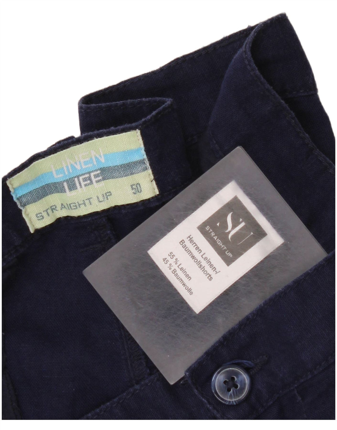 vintage Mens Chino Shorts IT 50 Large W36 Bleu Marine Lin