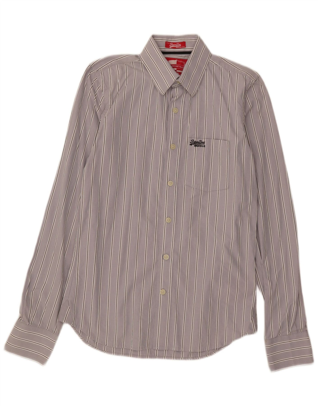 Superdry Chemise Homme Rayé Gris Moyen Coton
