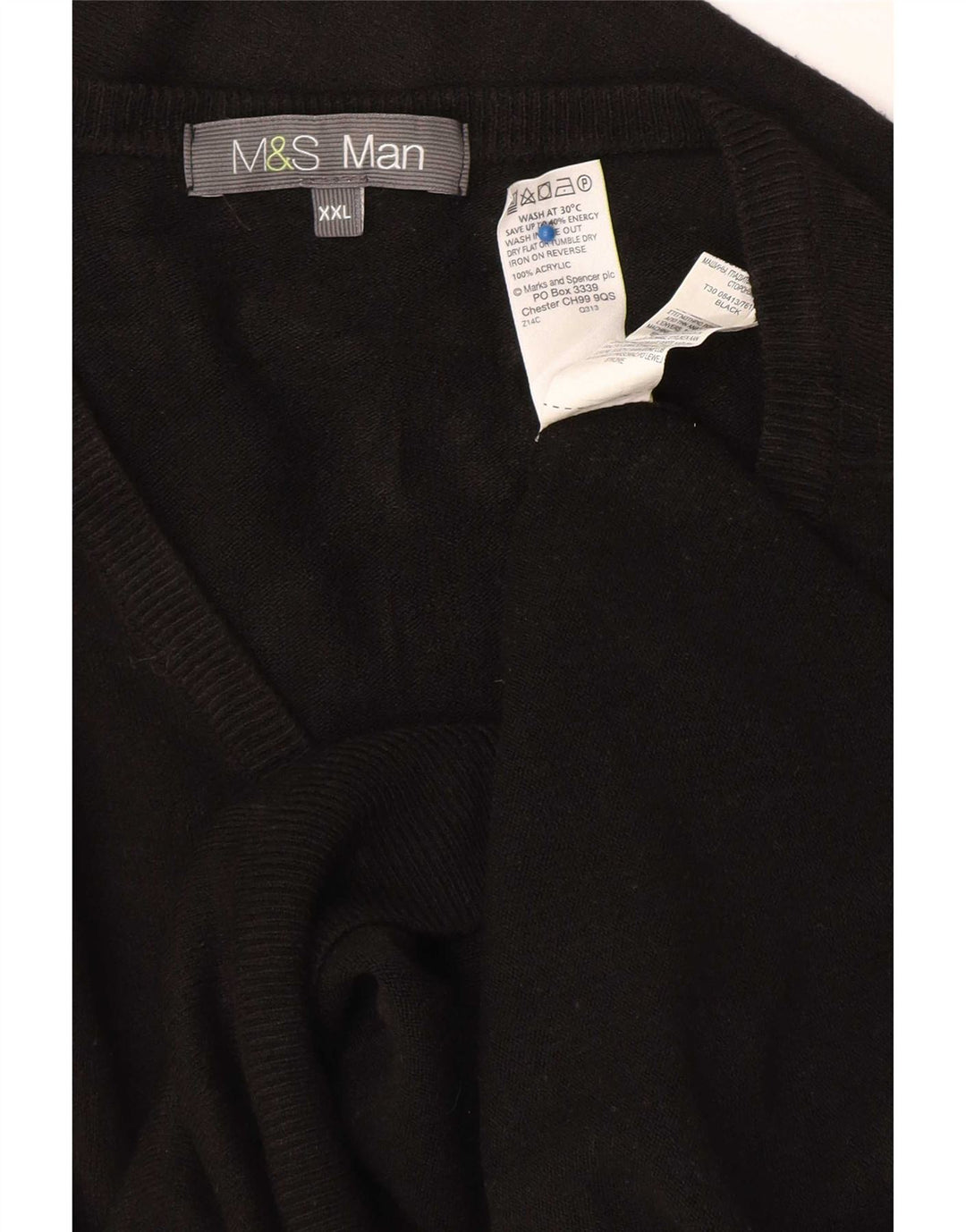 Marks & Spencer Pull col V pour homme 2XL Acrylique noir