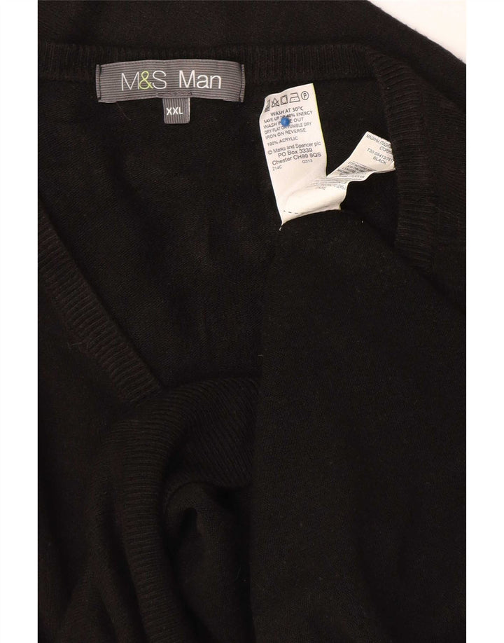 Marks & Spencer Pull col V pour homme 2XL Acrylique noir