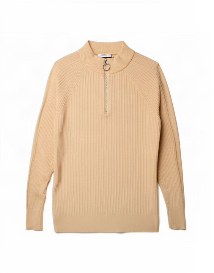 Marks & Spencer Pull surdimensionné à col zippé pour femme UK 10 Petit Beige
