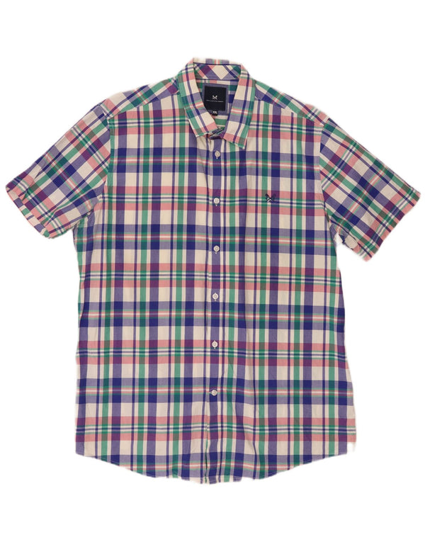 Crew Clothing Chemise à manches courtes pour homme 2XL en coton à carreaux multicolore