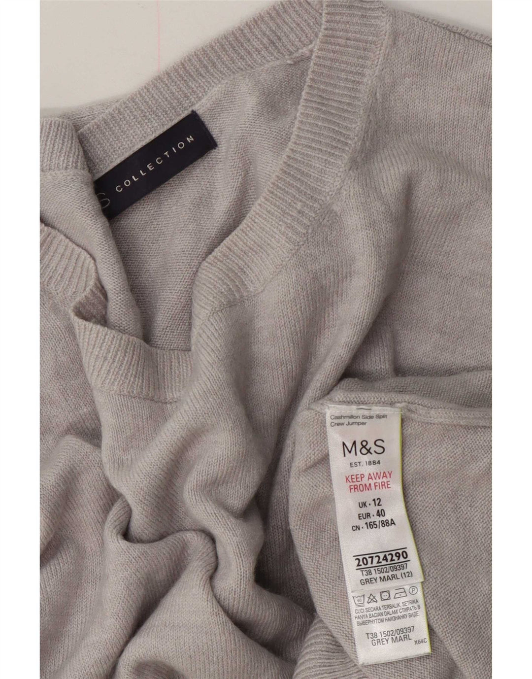 Marks & Spencer Pull à col rond pour femme UK 12 Gris moyen