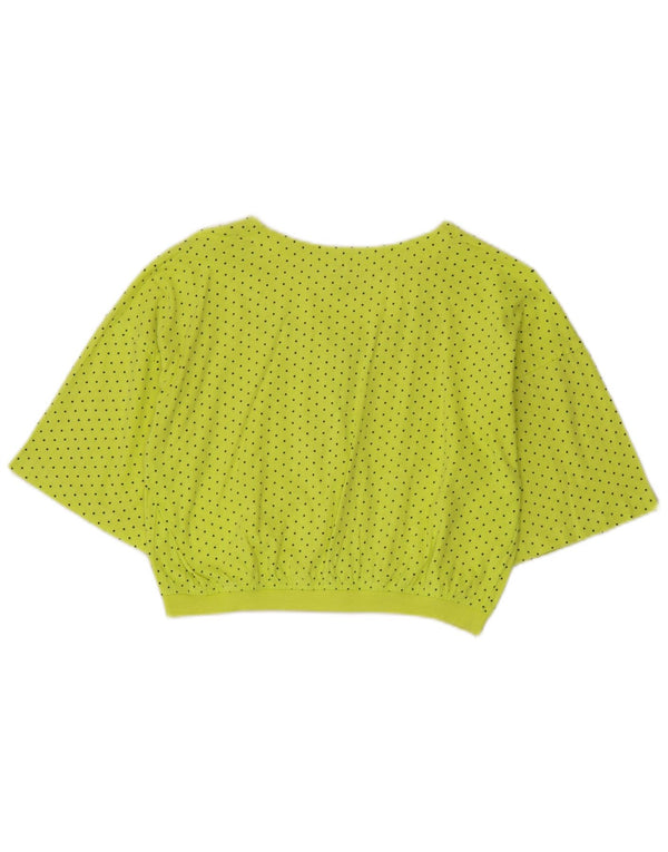 vintage Womens Crop Short Sleeve Shirt Blouse UK 14 Grand Jaune Repéré