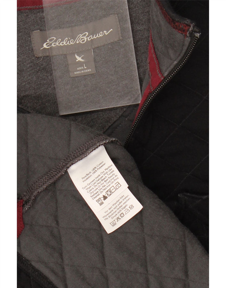 Eddie Bauer Sweat-shirt à col zippé pour homme Grand coton noir