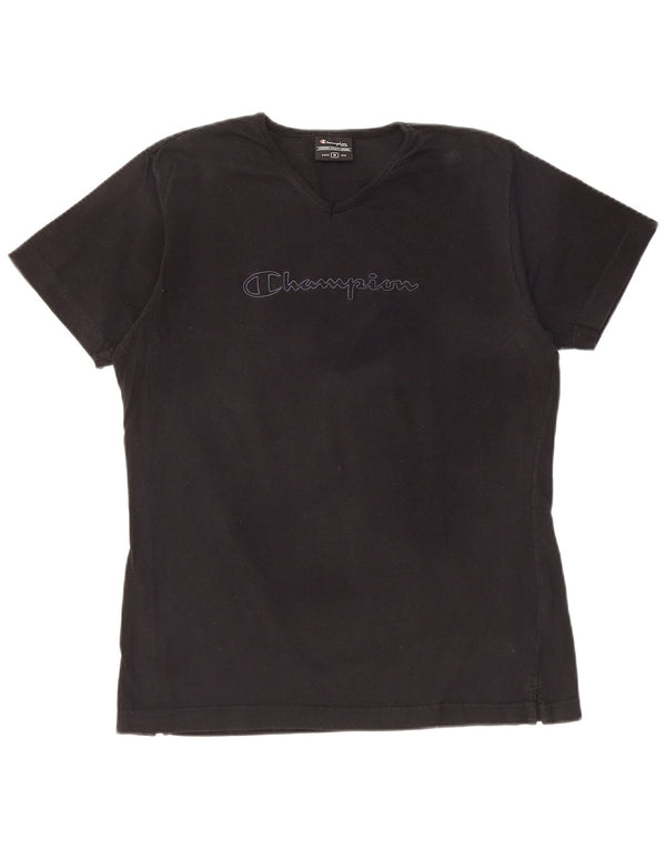 CHAMPION T-Shirt Graphique Femme UK 14 Coton Noir Moyen