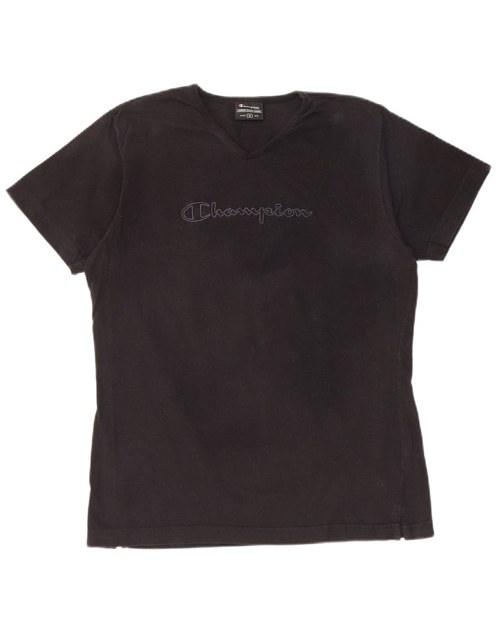 CHAMPION T-Shirt Graphique Femme UK 14 Coton Noir Moyen