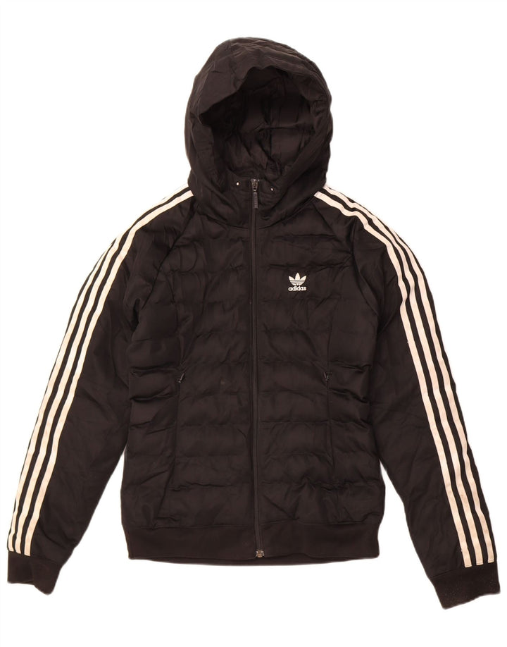 Adidas Veste rembourrée à capuche pour femme UK 6 XS Noir Polyester