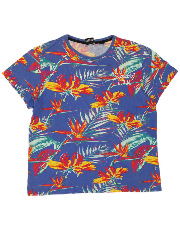 SUPERDRY T-Shirt Graphique Homme 2XL Bleu Floral