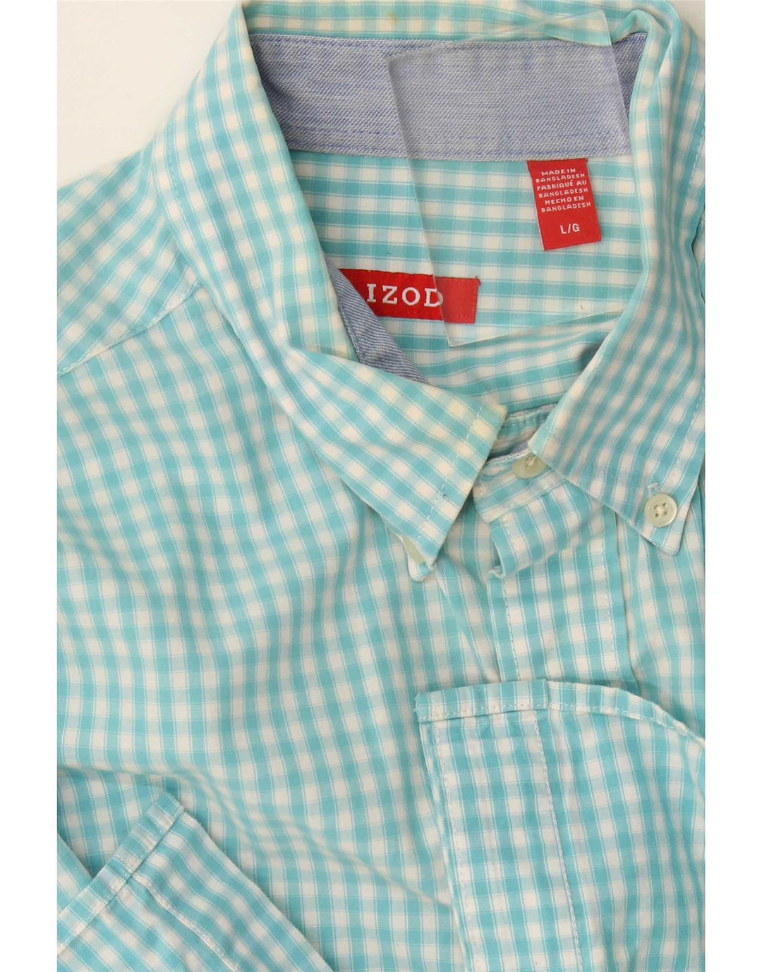 Izod Chemise Homme Grand Vichy Bleu