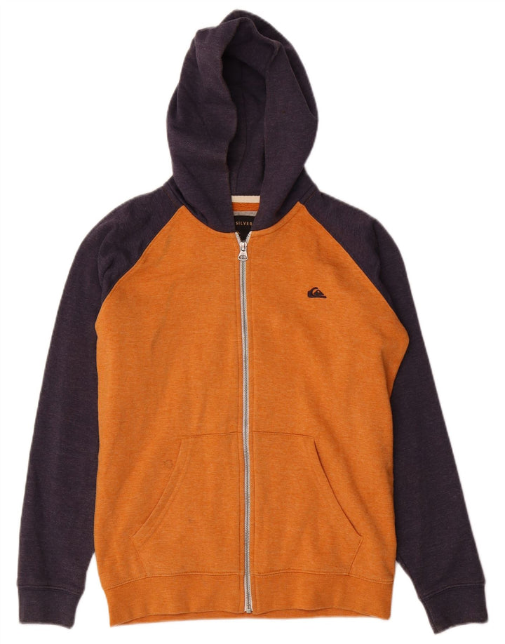 QUIKSILVER Pull à capuche zippé pour femme UK 14 Grand coton color block orange