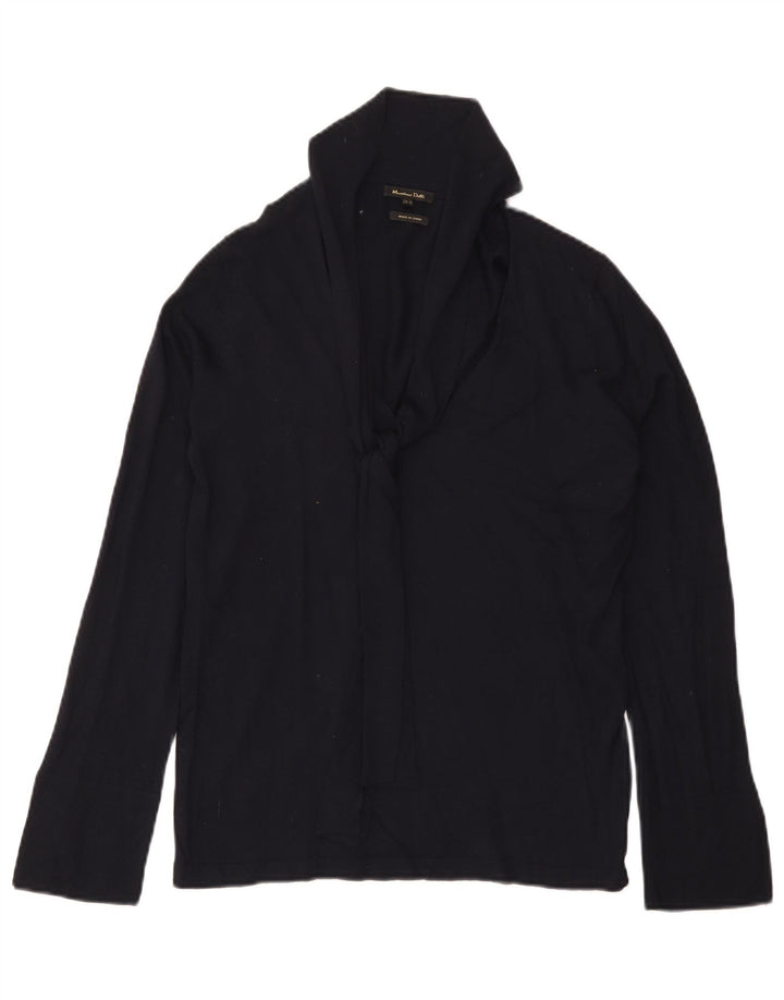 Massimo Dutti Pull à col châle pour femme UK 12 Bleu marine moyen