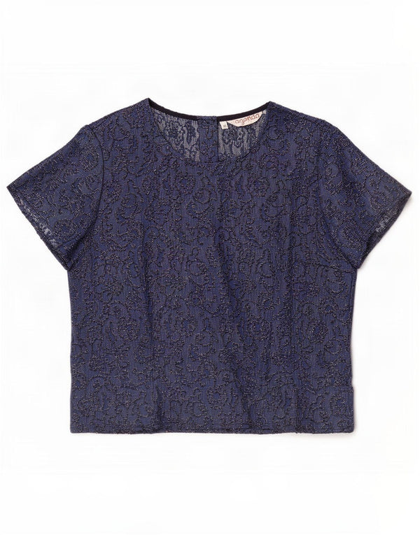 Top Chemisier Femme Agenda IT 46 Large Bleu Marine Acétate Floral