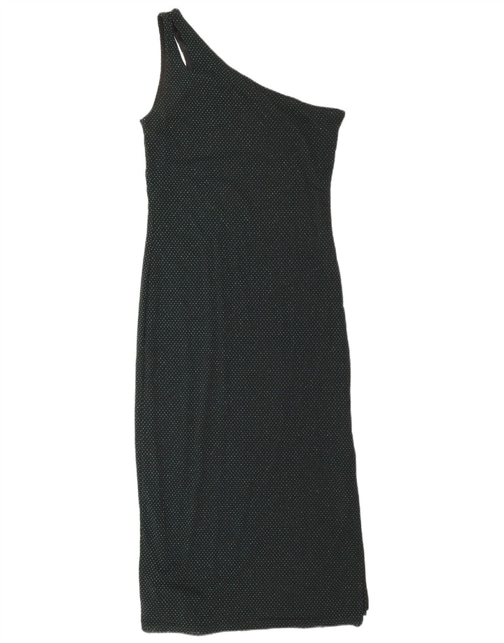 HENNES Robe Maxi Une Épaule Femme EU 42 Grand Noir Taché