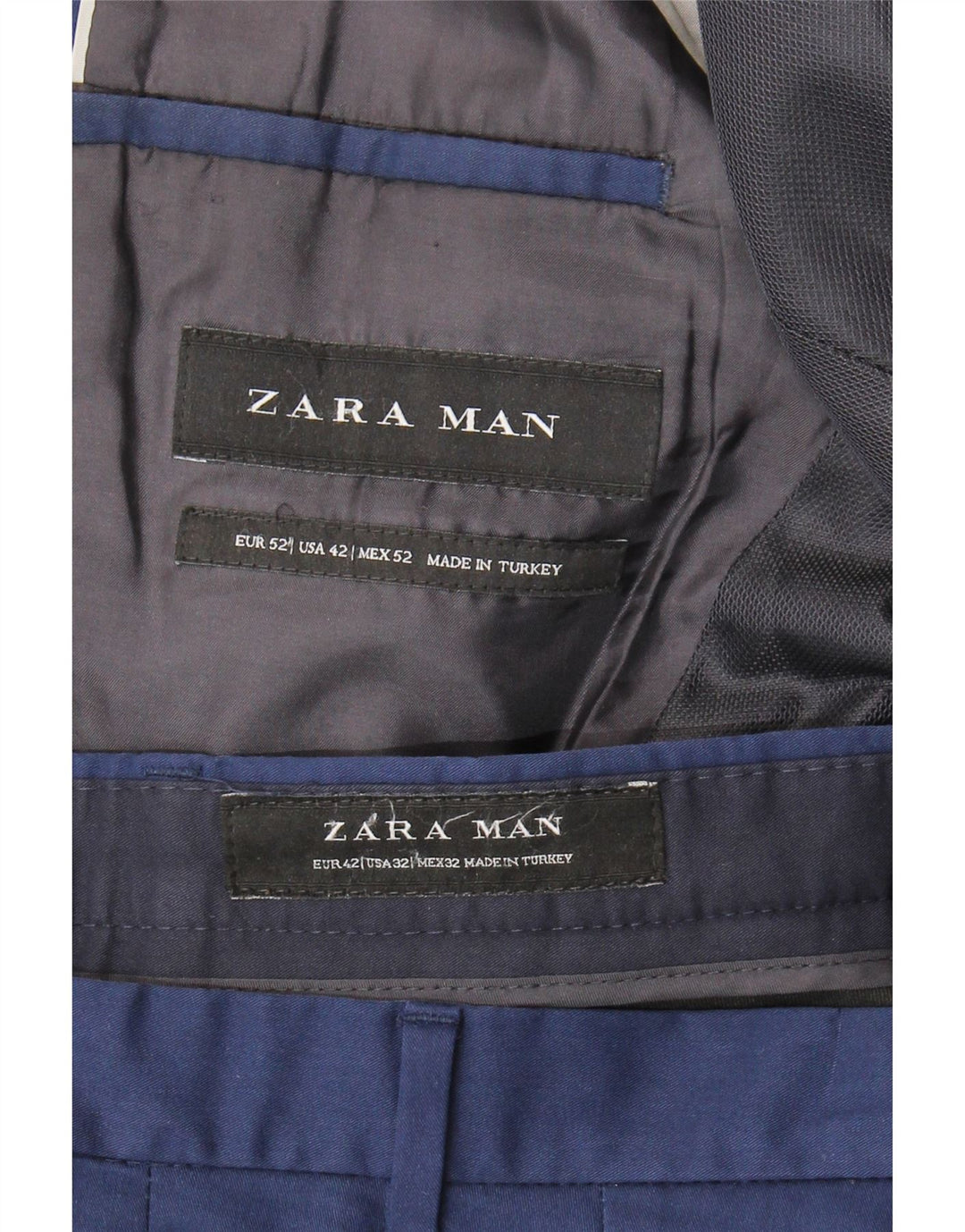ZARA Mens 2 Button 2 Piece Suit IT 52 XL W35 L29 Navy Blue Viscose Vintage Zara and Second-Hand Zara from Messina Hembry 